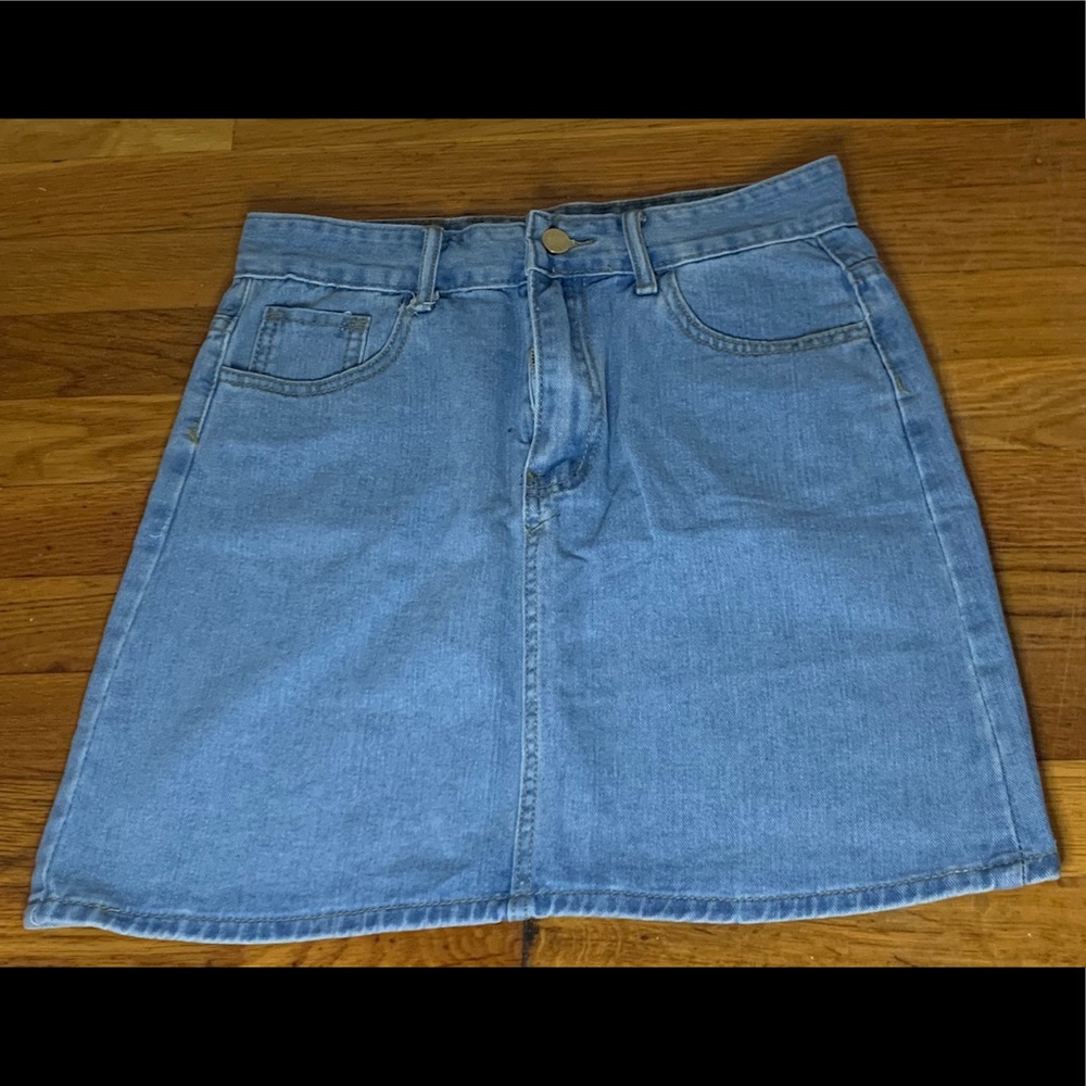 Light blue denim skirt